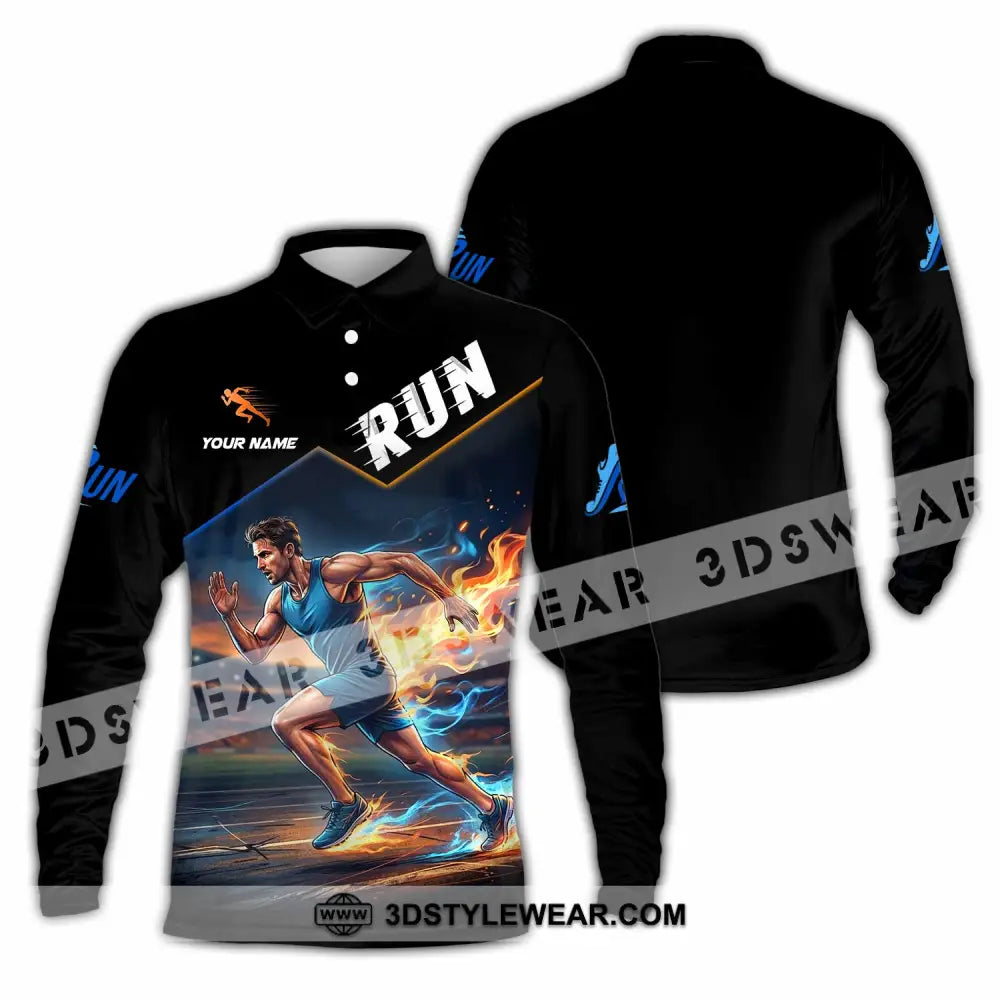 Men Shirt - Custom Run Shirt - Long Sleeve Polo / S - T-shirt