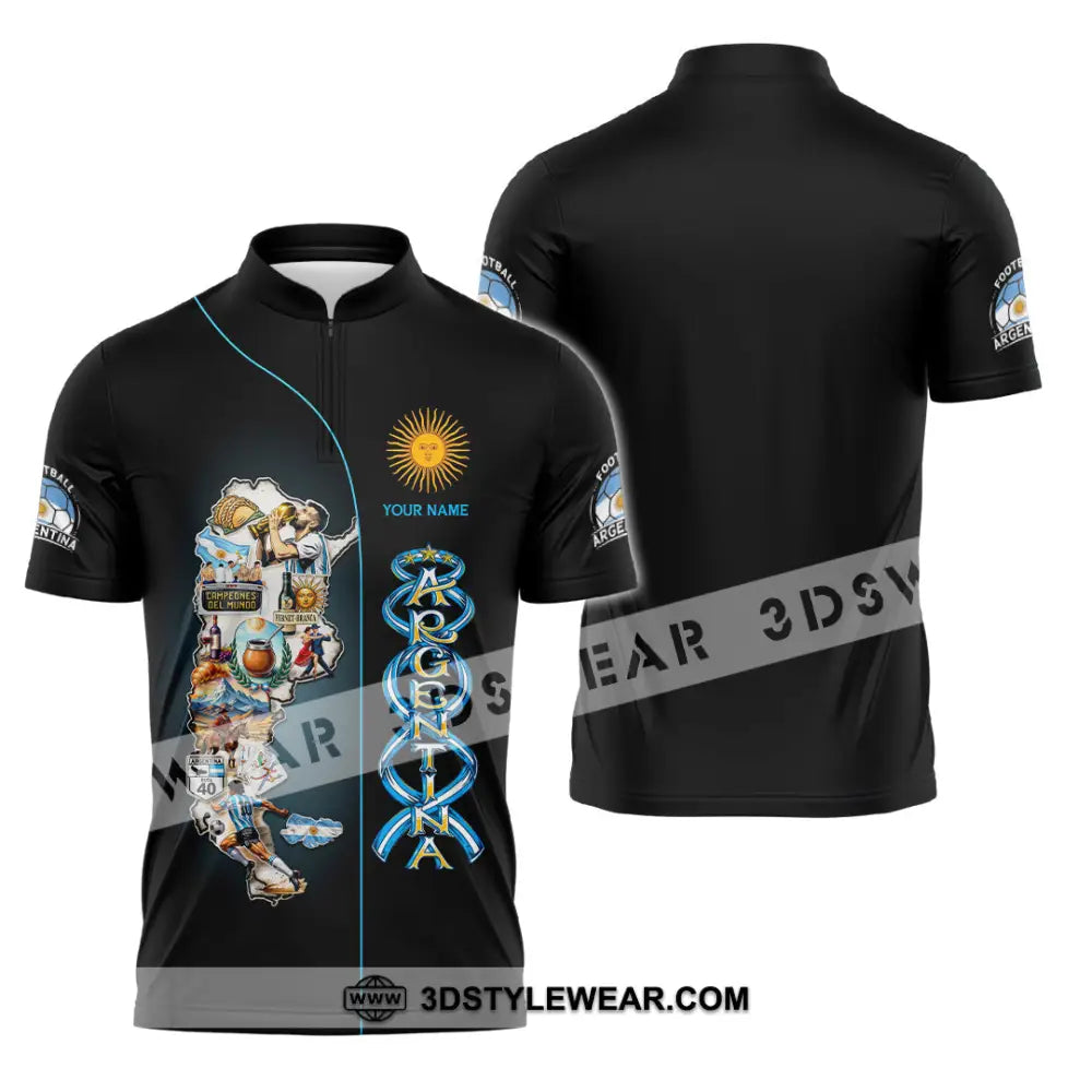 Unisex Shirt - Custom Argentina 3D Shirt Zipper Polo Shirt / S T-shirt
