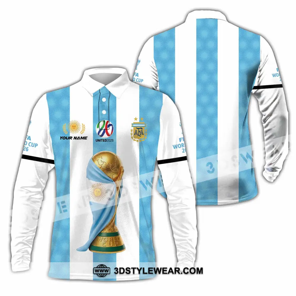 Unisex Shirt - Custom Argentina World Cup 2026 3D Shirt - Long Sleeve Polo / S - T-shirt