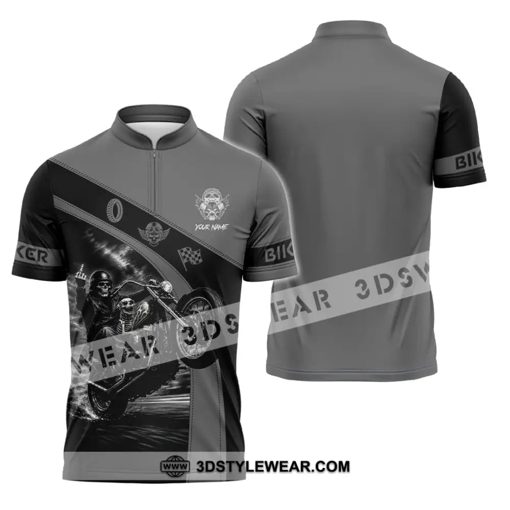 Unisex Shirt - Custom Biker Shirt - Zipper Polo Shirt / S - T-shirt