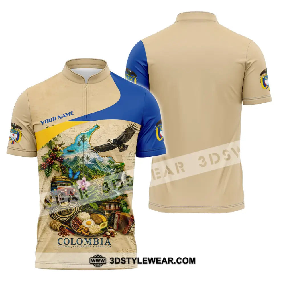 Unisex Shirt - Custom Colombia Shirt - Zipper Polo Shirt / S - T-shirt