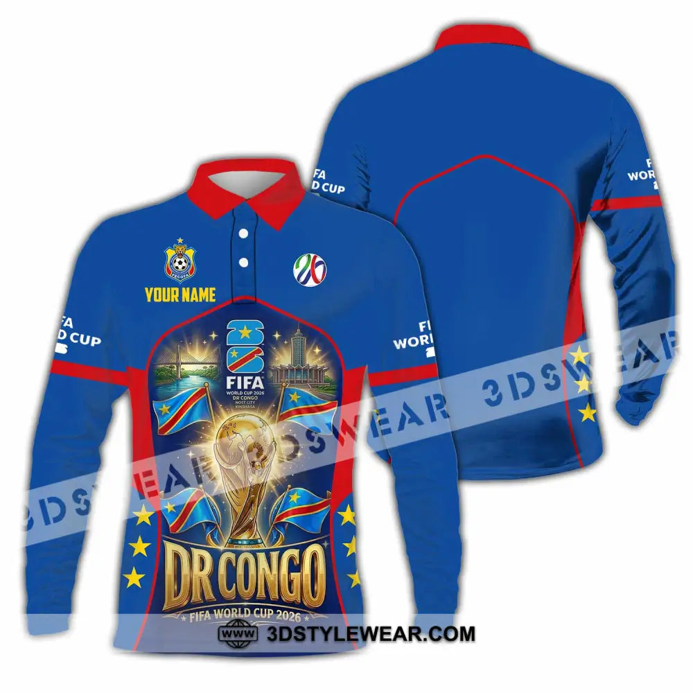 Unisex Shirt - Custom Dr Congo World Cup 2026 Shirt - Long Sleeve Polo / S - T-shirt