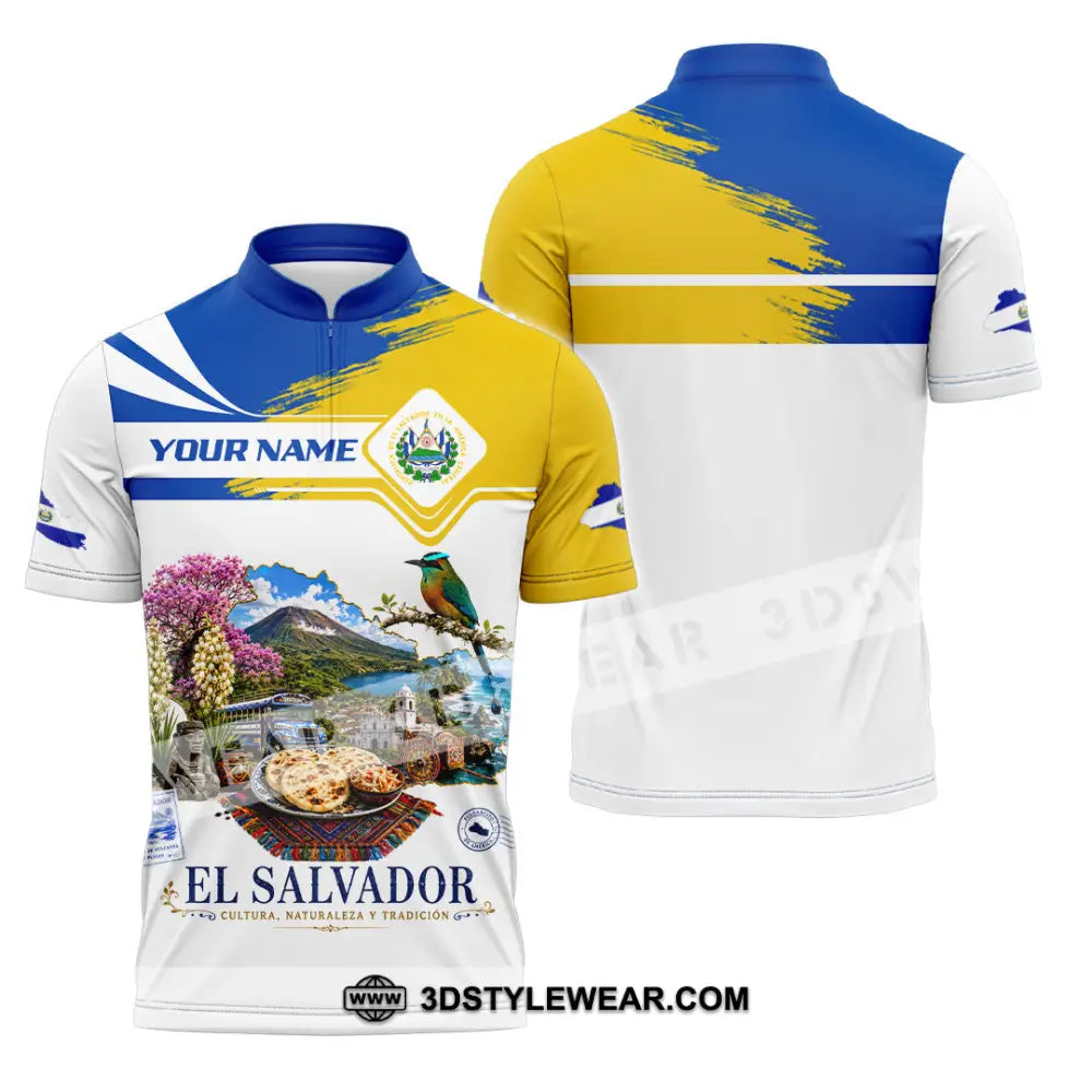Unisex Shirt - Custom El Salvador Shirt - Zipper Polo Shirt / S - T-shirt