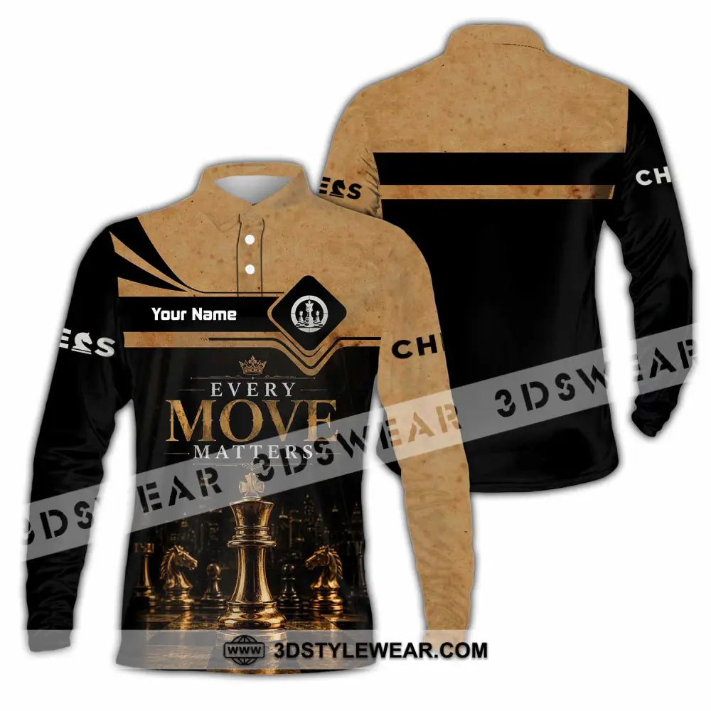 Unisex Shirt - Custom Every Move Matters Chess Shirt - Long Sleeve Polo / S - T-shirt