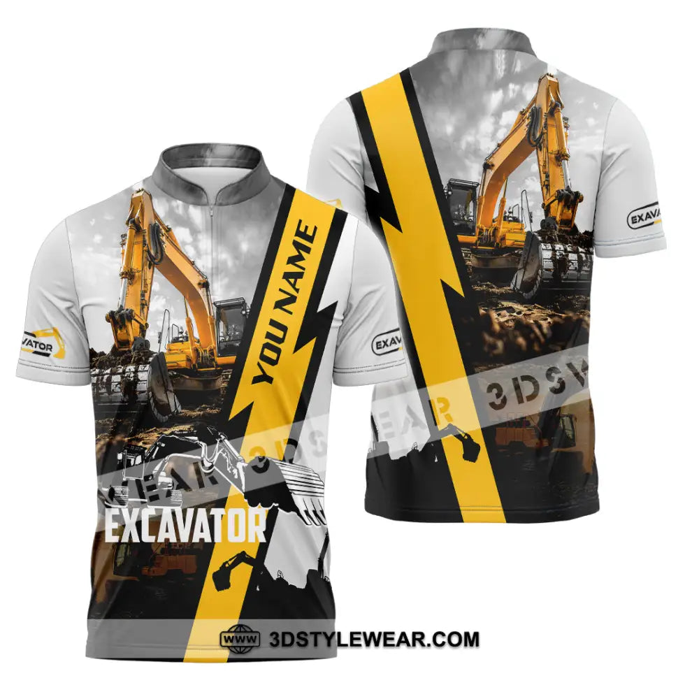 Unisex Shirt - Custom Excavator Shirt - Zipper Polo Shirt / S - T-shirt