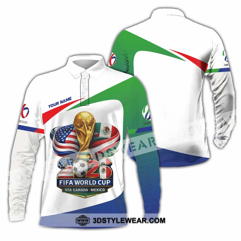 Unisex Shirt - Custom Fifa World Cup 2026 3D Shirt Long Sleeve Polo / S T-shirt