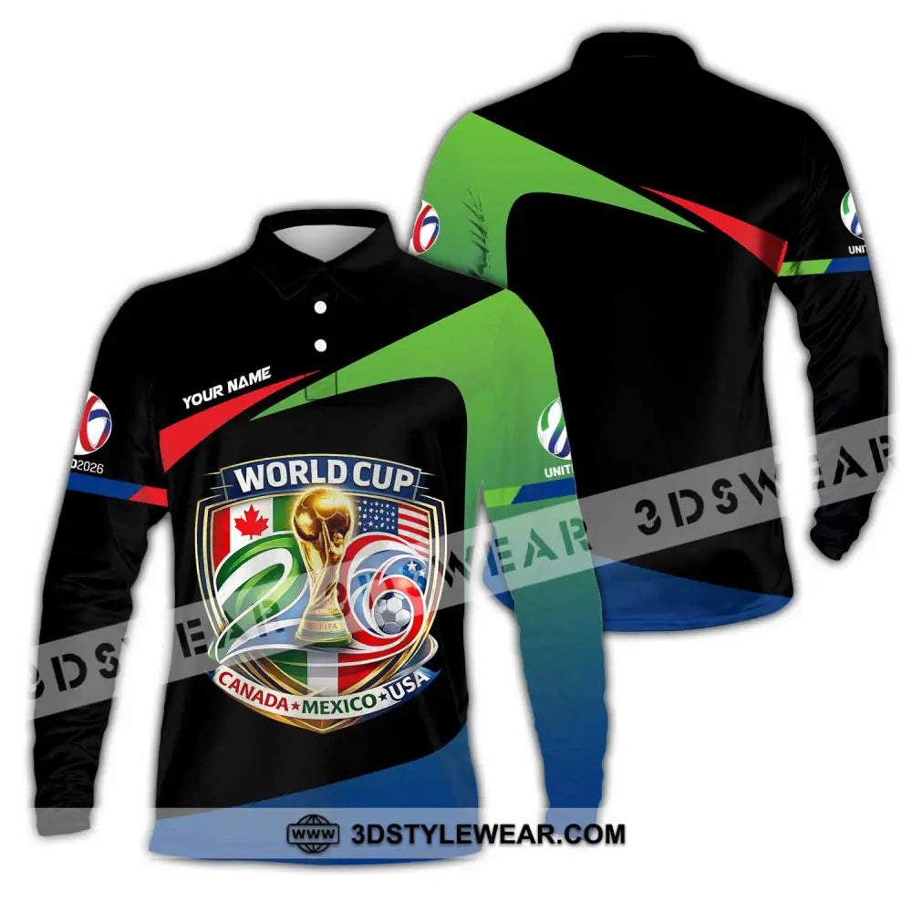 Unisex Shirt - Custom Fifa World Cup 2026 3D Shirt Long Sleeve Polo / S T-shirt
