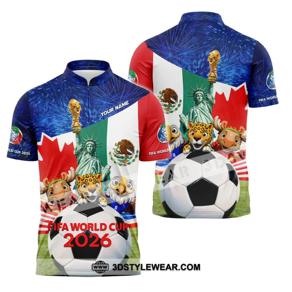 Unisex Shirt - Custom FIFA World Cup 2026 3D Shirt Zipper Polo Shirt / S T-shirt