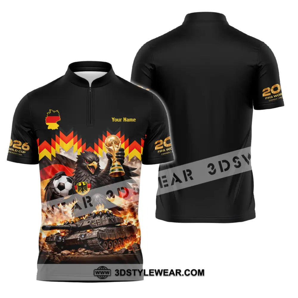 Unisex Shirt - Custom Germany World Cup 2026 3D Shirt Zipper Polo Shirt / S T-shirt