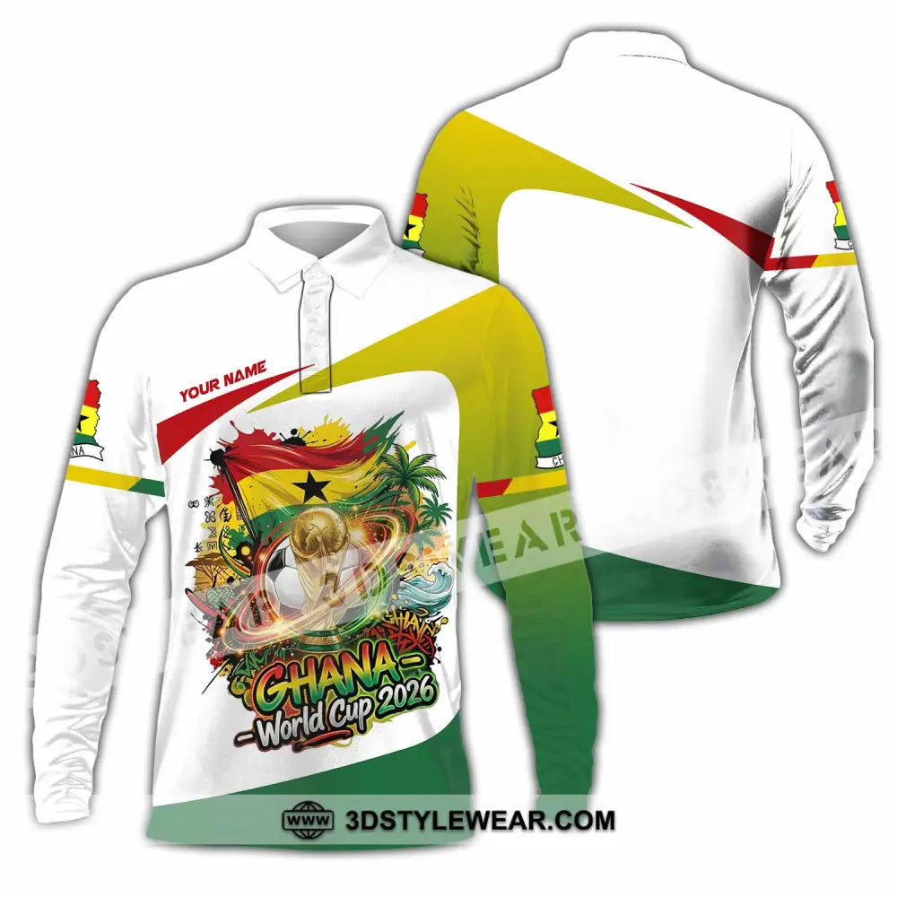 Unisex Shirt - Custom Ghana World Cup 2026 3D Shirt Long Sleeve Polo / S T-shirt
