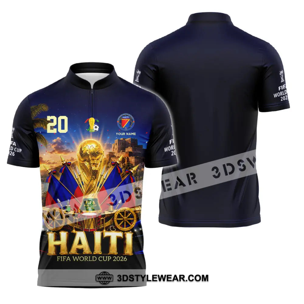 Unisex Shirt - Custom Haiti World Cup 2026 Shirt - Zipper Polo Shirt / S - T-shirt