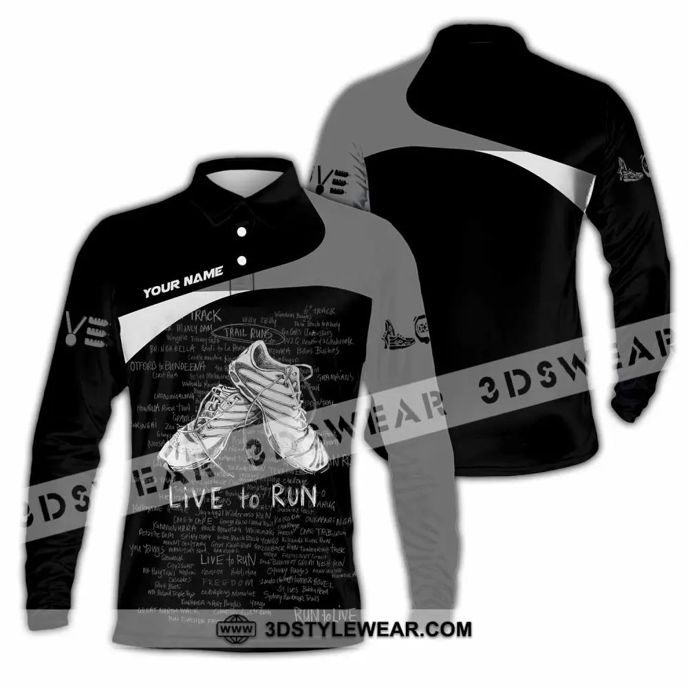 Unisex Shirt - Custom Live To Run 3D Shirt - Long Sleeve Polo / S - T-shirt