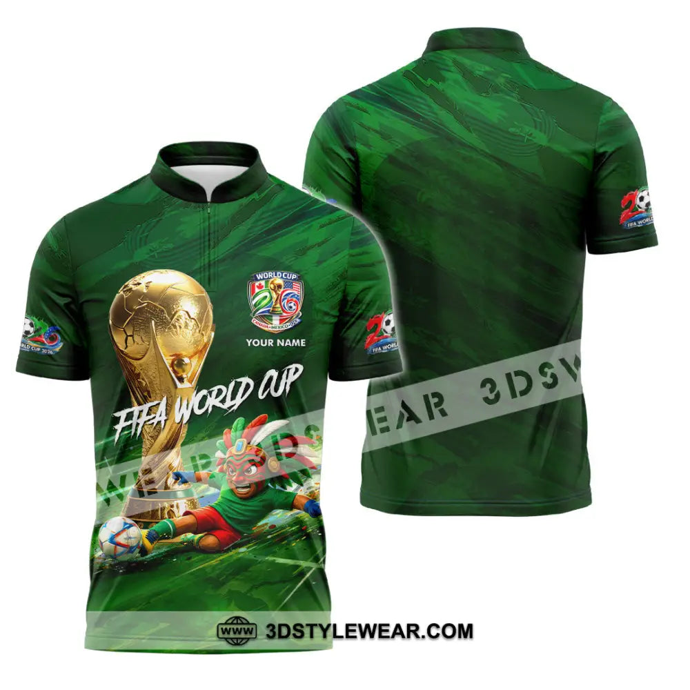 Unisex Shirt - Custom Mexico FIFA World Cup 2026 3D Shirt Zipper Polo Shirt / S T-shirt