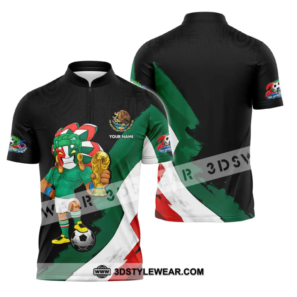 Unisex Shirt - Custom Mexico FIFA World Cup 2026 3D Shirt Zipper Polo Shirt / S T-shirt