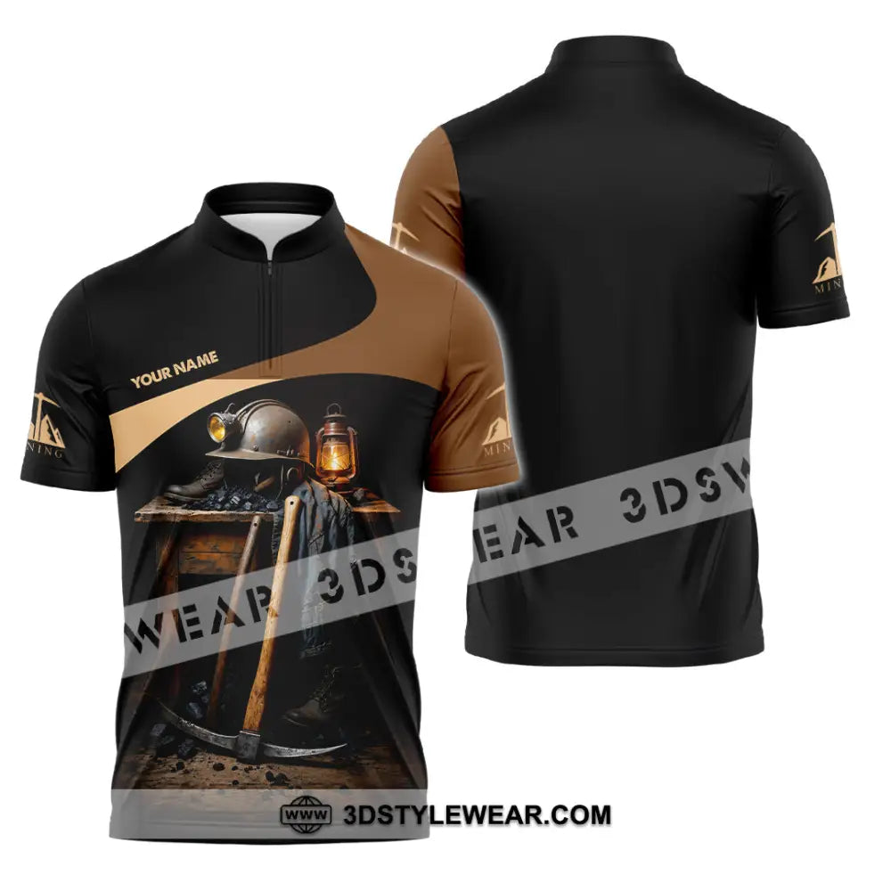 Unisex Shirt - Custom Mining Shirt - Zipper Polo Shirt / S - T-shirt