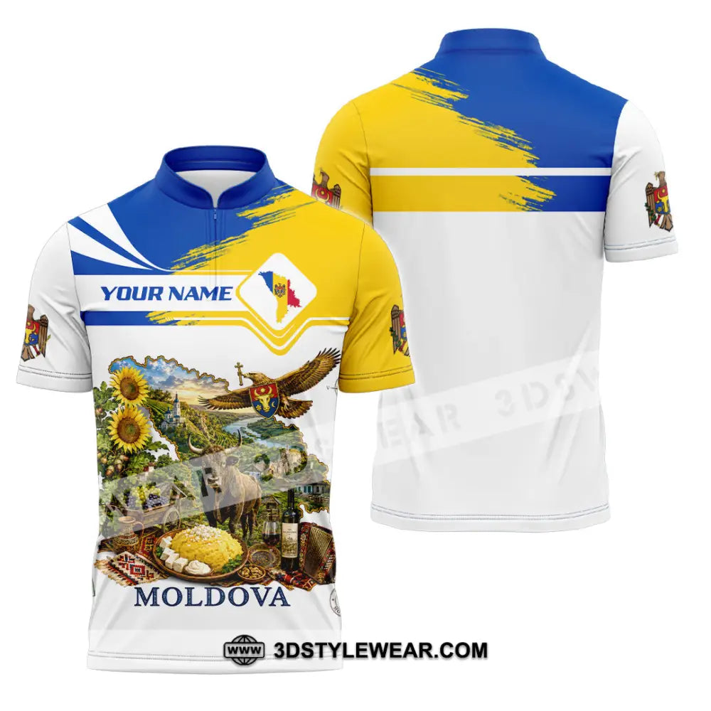 Unisex Shirt - Custom Moldova Shirt - Zipper Polo Shirt / S - T-shirt