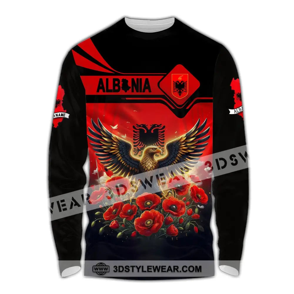Unisex Shirt Custom Name Albania Shirt Albania Polo Long Sleeve Albania Gift - Long Sleeve Shirt / S - T-shirt
