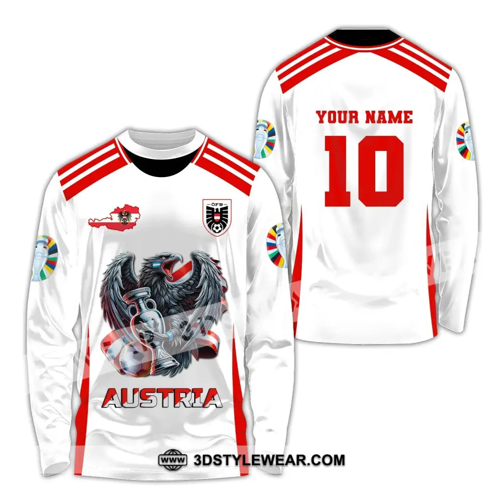 Unisex Shirt Custom Name and Number Austria Football Shirt Austria Football Polo Long Sleeve Shirt - Long Sleeve Shirt