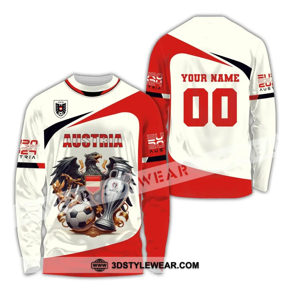 Unisex Shirt Custom Name and Number Austria Football Shirt Austria Football Polo Long Sleeve Shirt - Long Sleeve Shirt