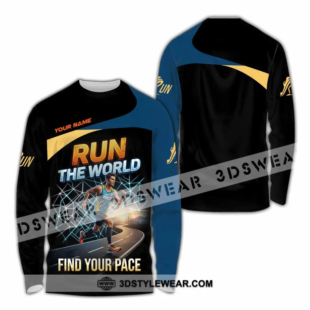 Unisex Shirt - Custom Run The World Find Your Pace Shirt - Long Sleeve Shirt / S - T-shirt