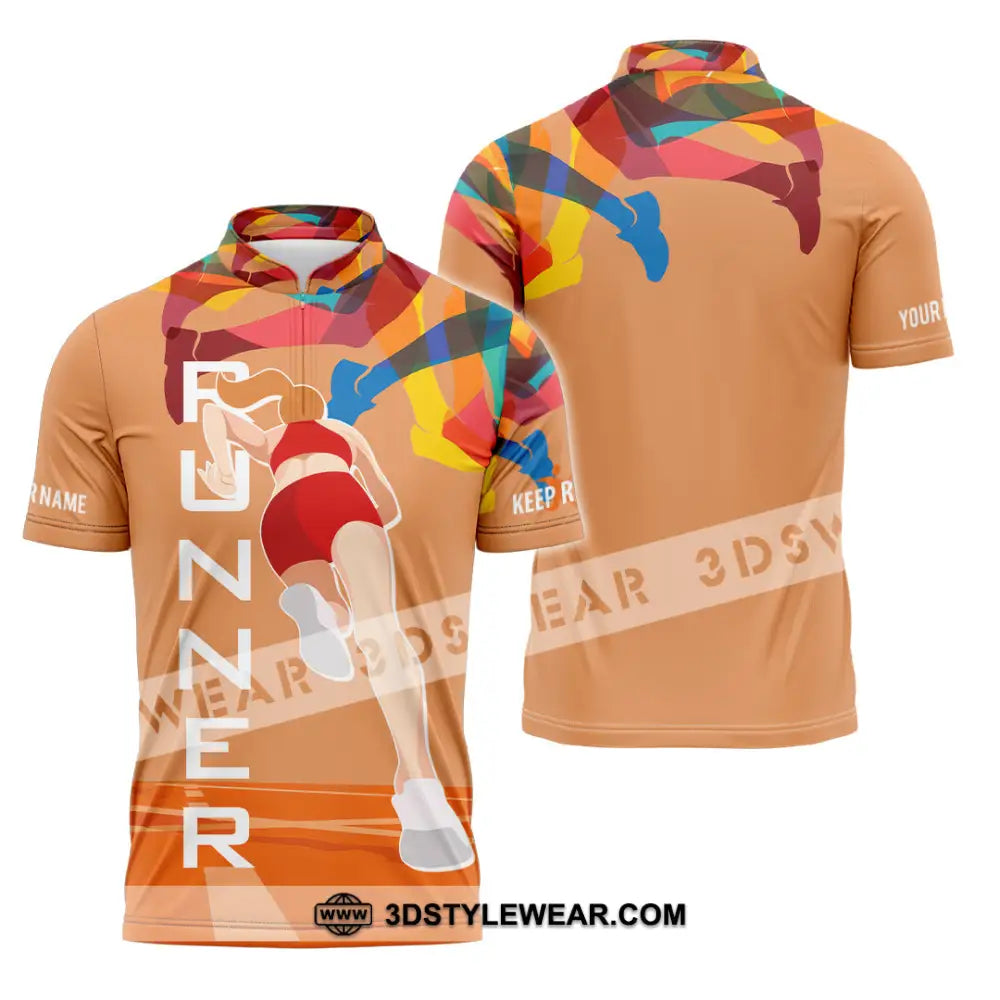 Unisex Shirt - Custom Runner Keep Running 3D Shirt - Zipper Polo Shirt / S - T-shirt