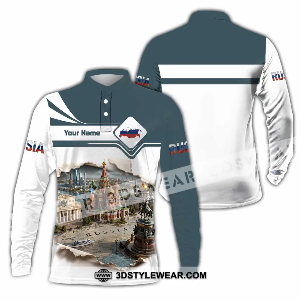 Unisex Shirt - Custom Russia Shirt - Long Sleeve Polo / S - T-shirt