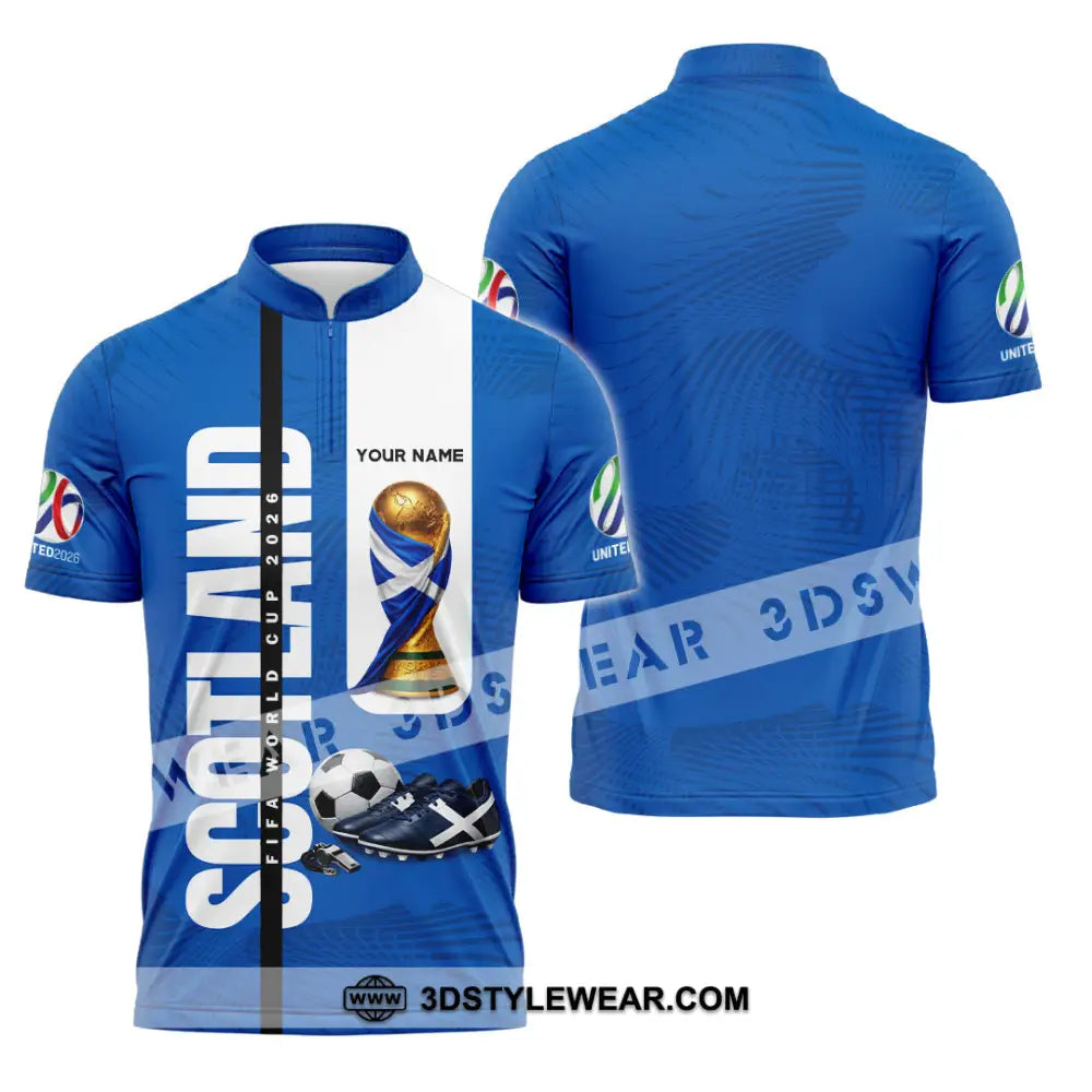 Unisex Shirt - Custom Scotland World Cup 2026 3D Shirt - Zipper Polo Shirt / S - T-shirt