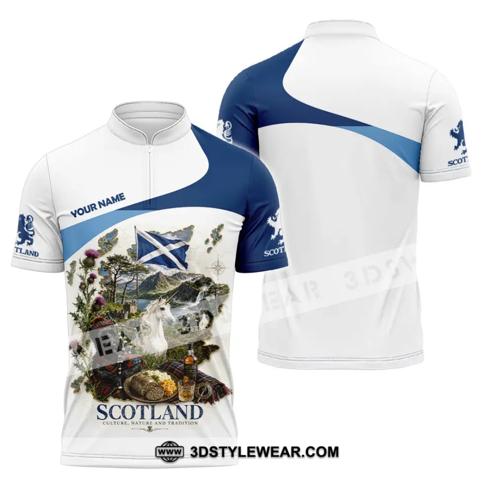 Unisex Shirt - Custom Scotland Shirt - Zipper Polo Shirt / S - T-shirt