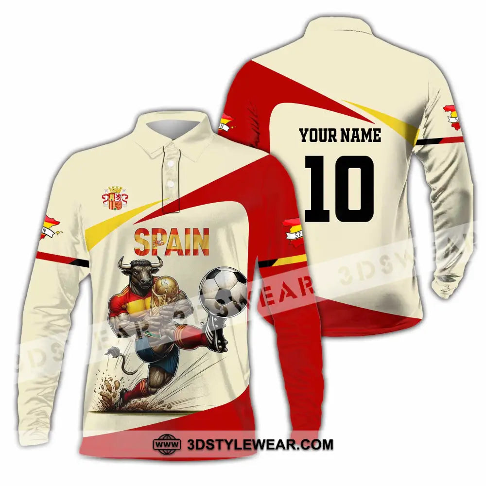 Unisex Shirt - Custom Spain 3D Shirt Long Sleeve Polo / S T-shirt