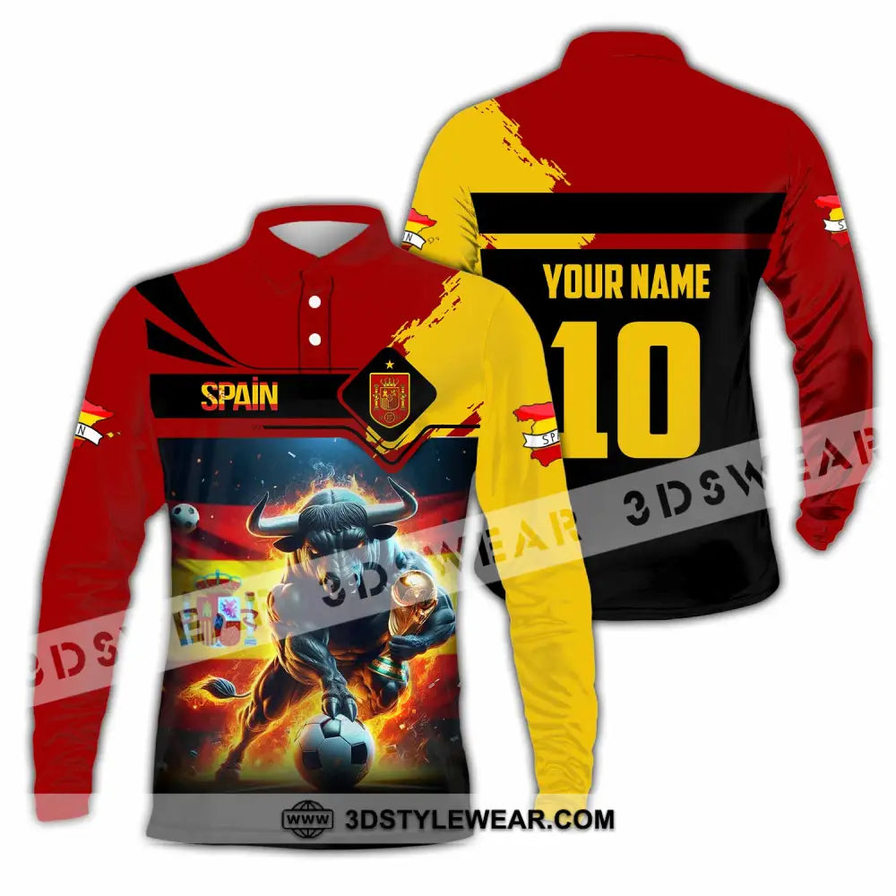 Unisex Shirt - Custom Spain 3D Shirt Long Sleeve Polo / S T-shirt