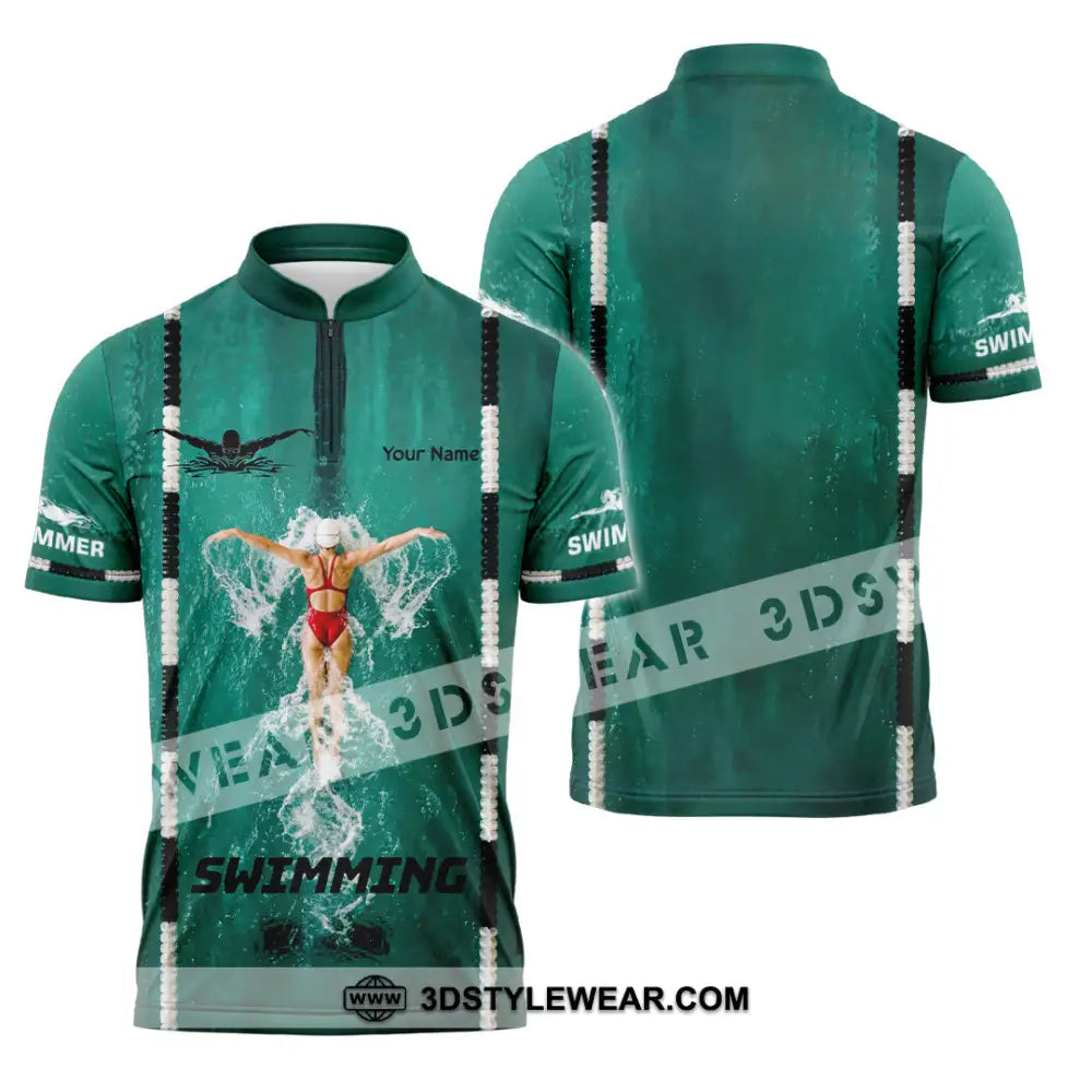 Unisex Shirt - Custom Swimming Shirt - Zipper Polo Shirt / S - T-shirt