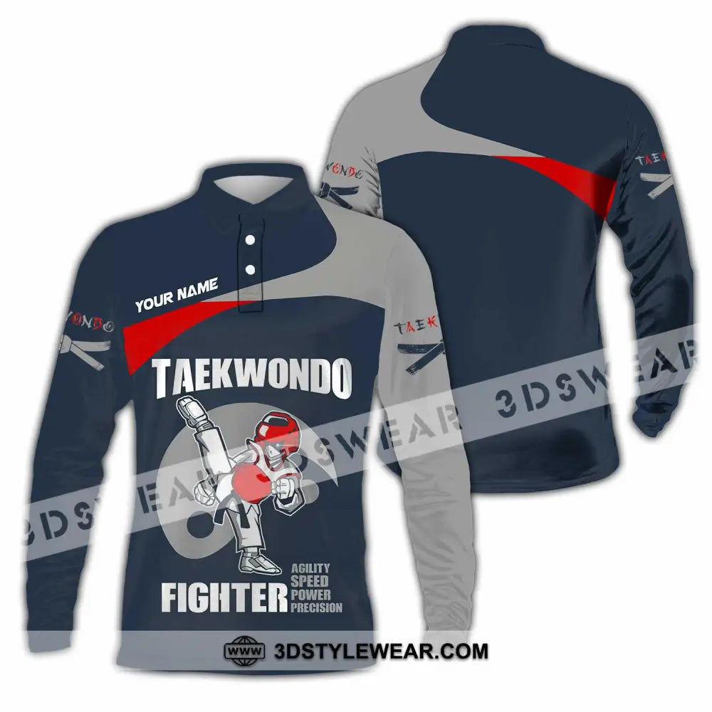 Unisex Shirt - Custom Taekwondo Fighter Shirt - Long Sleeve Polo / S - T-shirt