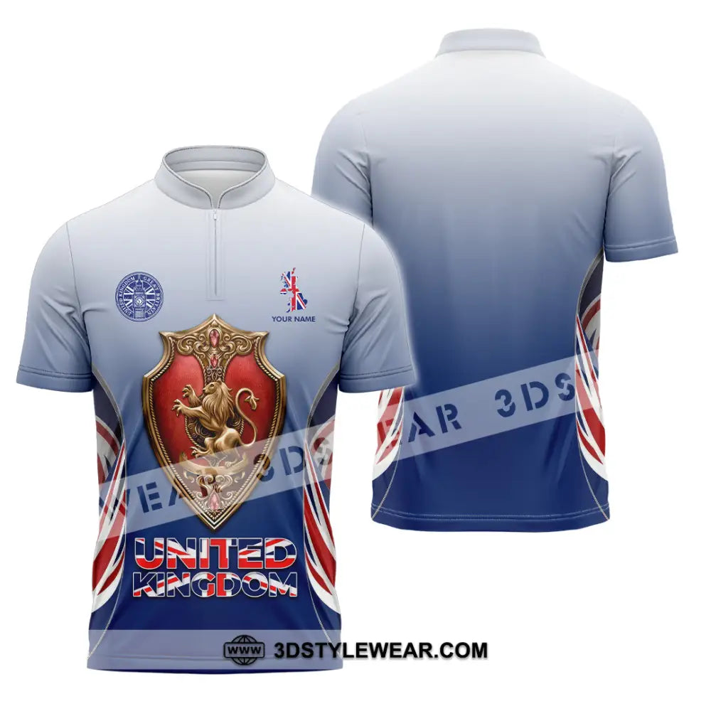 Unisex Shirt - Custom United Kingdom 3D Shirt Zipper Polo Shirt / S T-shirt