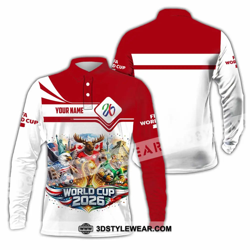 Unisex Shirt - Custom World Cup 2026 3D Shirt Long Sleeve Polo / S T-shirt