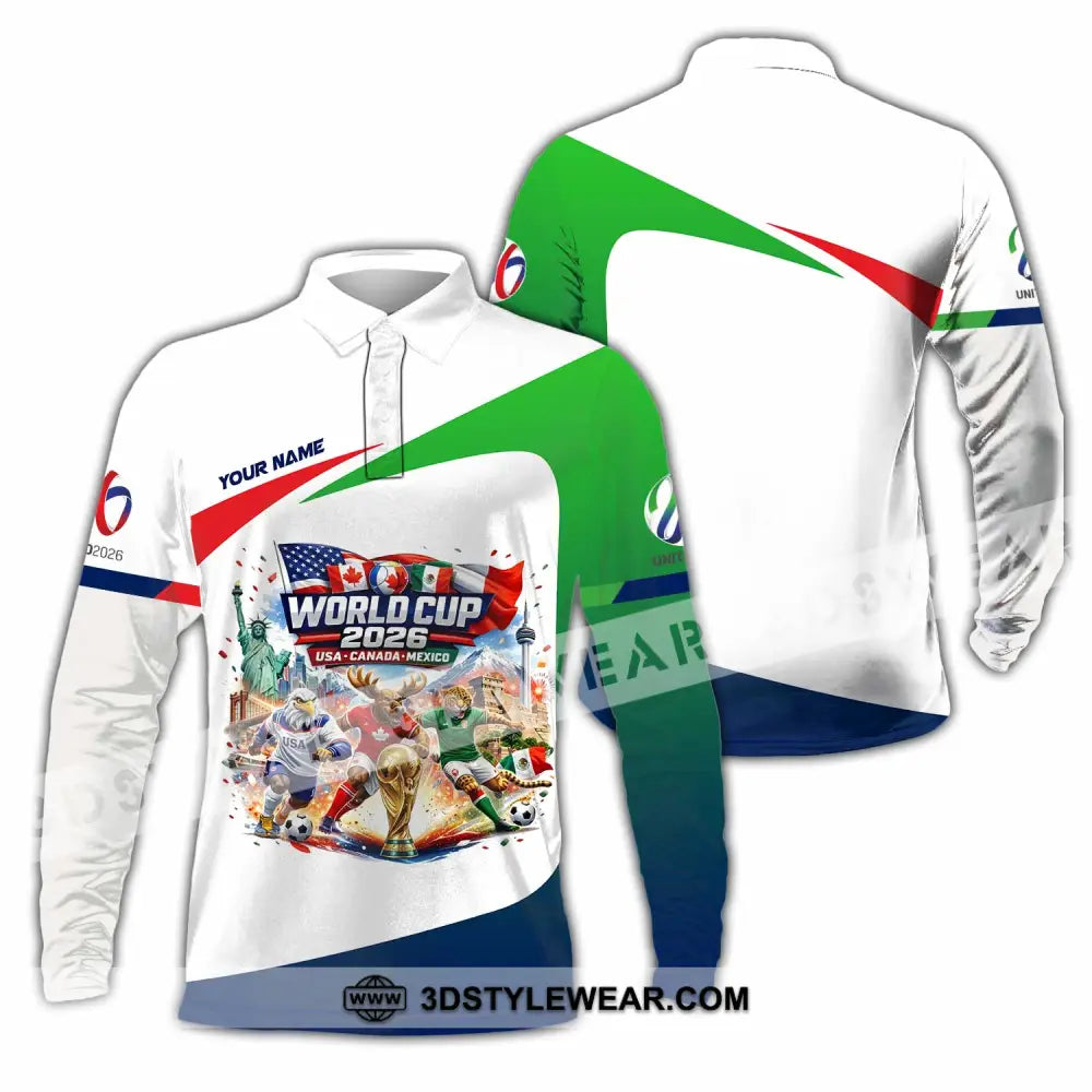Unisex Shirt - Custom World Cup 2026 3D Shirt Long Sleeve Polo / S T-shirt