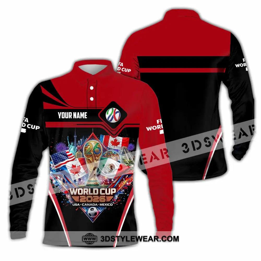 Unisex Shirt - Custom World Cup 2026 3D Shirt Long Sleeve Polo / S T-shirt