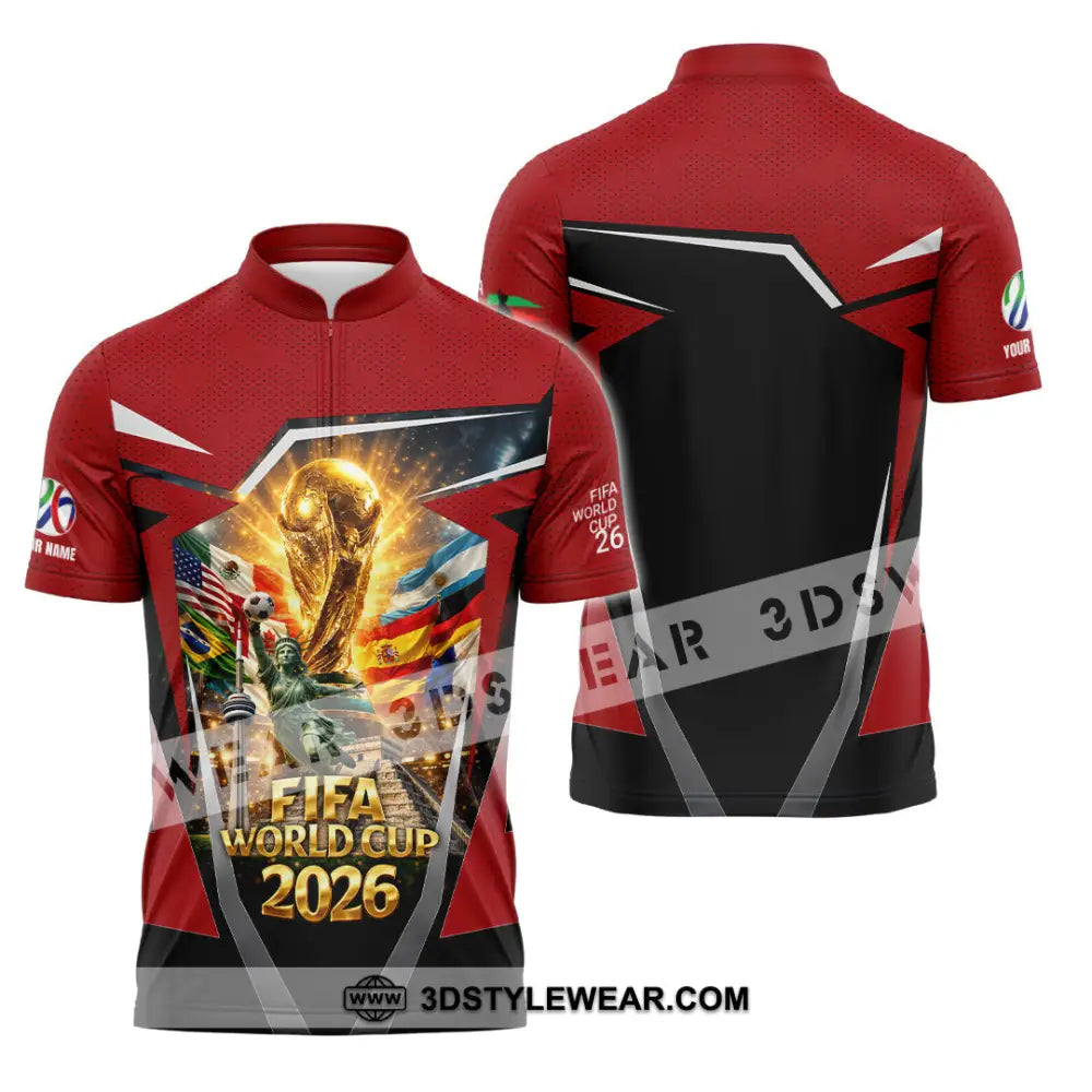 Unisex Shirt - Custom World Cup 2026 3D Shirt Zipper Polo Shirt / S T-shirt