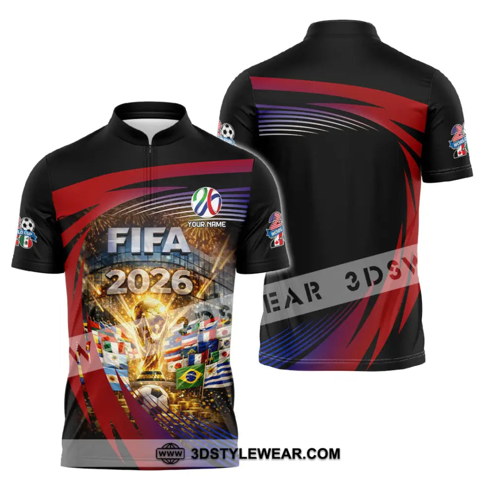Unisex Shirt - Custom World Cup 2026 3D Shirt Zipper Polo Shirt / S T-shirt