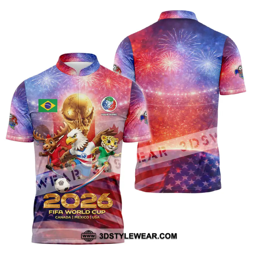 Unisex Shirt - Custom World Cup 2026 3D Shirt Zipper Polo Shirt / S T-shirt
