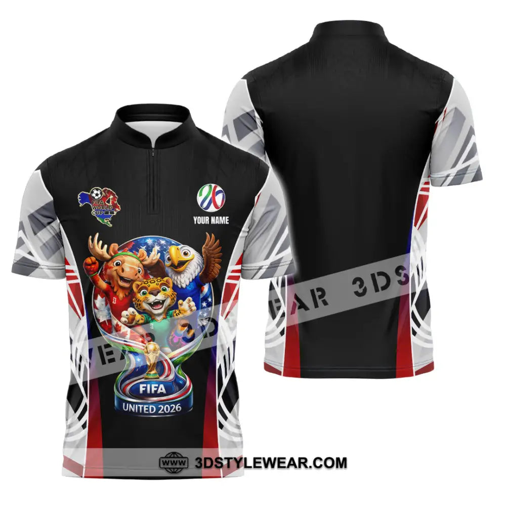 Unisex Shirt - Custom World Cup 2026 3D Shirt Zipper Polo Shirt / S T-shirt