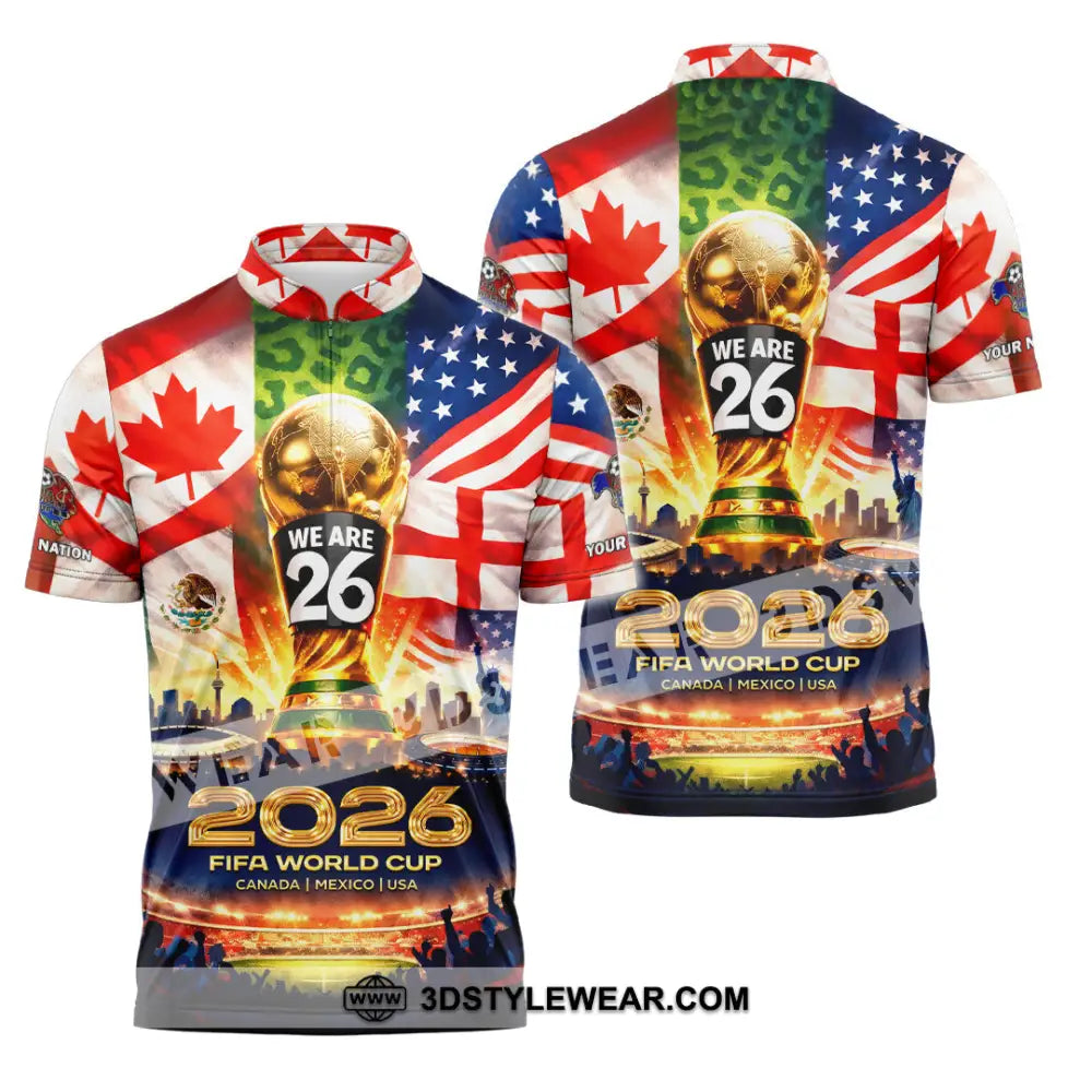 Unisex Shirt - Custom World Cup 2026 3D Shirt Zipper Polo Shirt / S T-shirt