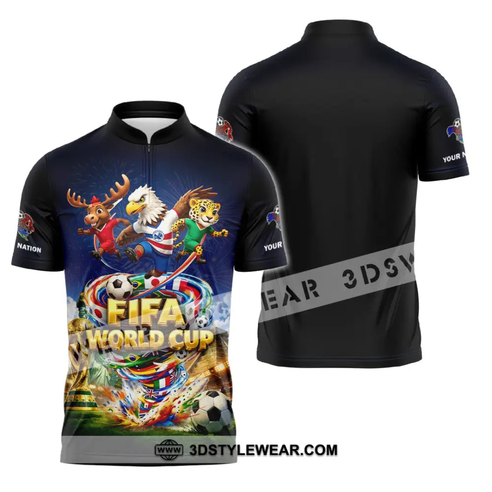 Unisex Shirt - Custom World Cup 2026 3D Shirt Zipper Polo Shirt / S T-shirt