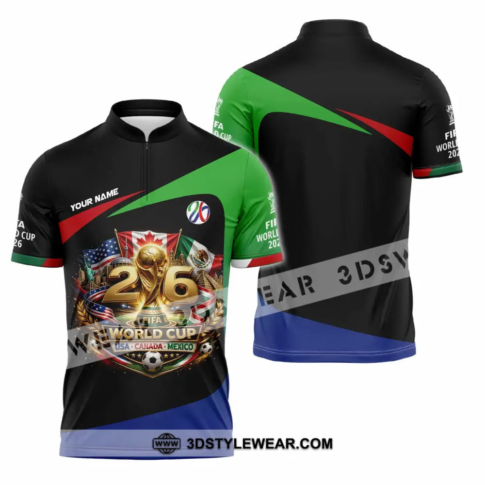 Unisex Shirt - Custom World Cup 2026 3D Shirt Zipper Polo Shirt / S T-shirt