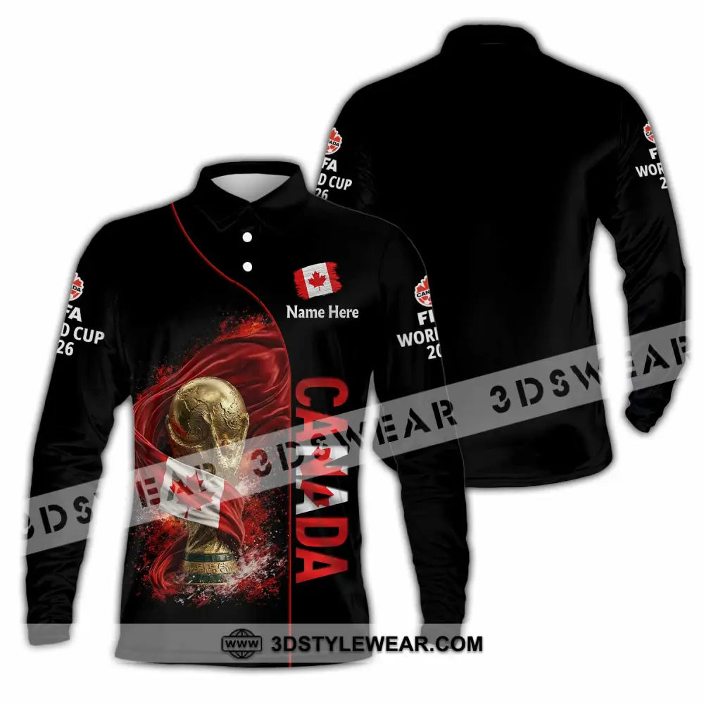 Unisex Shirt - Custom World Cup 2026 Canada 3D Shirt Long Sleeve Polo / S T-shirt