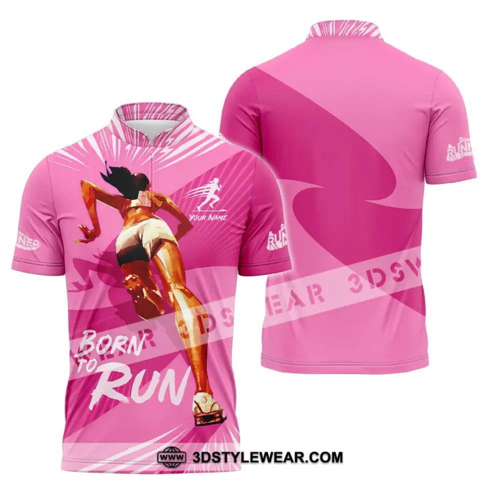 Women Shirt - Custom Born To Run Shirt - Zipper Polo Shirt / S - T-shirt