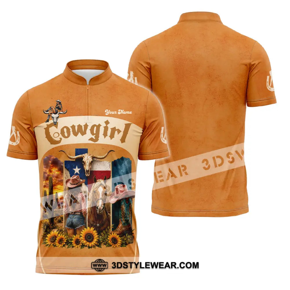 Women Shirt - Custom Cowgirl Shirt - Zipper Polo Shirt / S - T-shirt