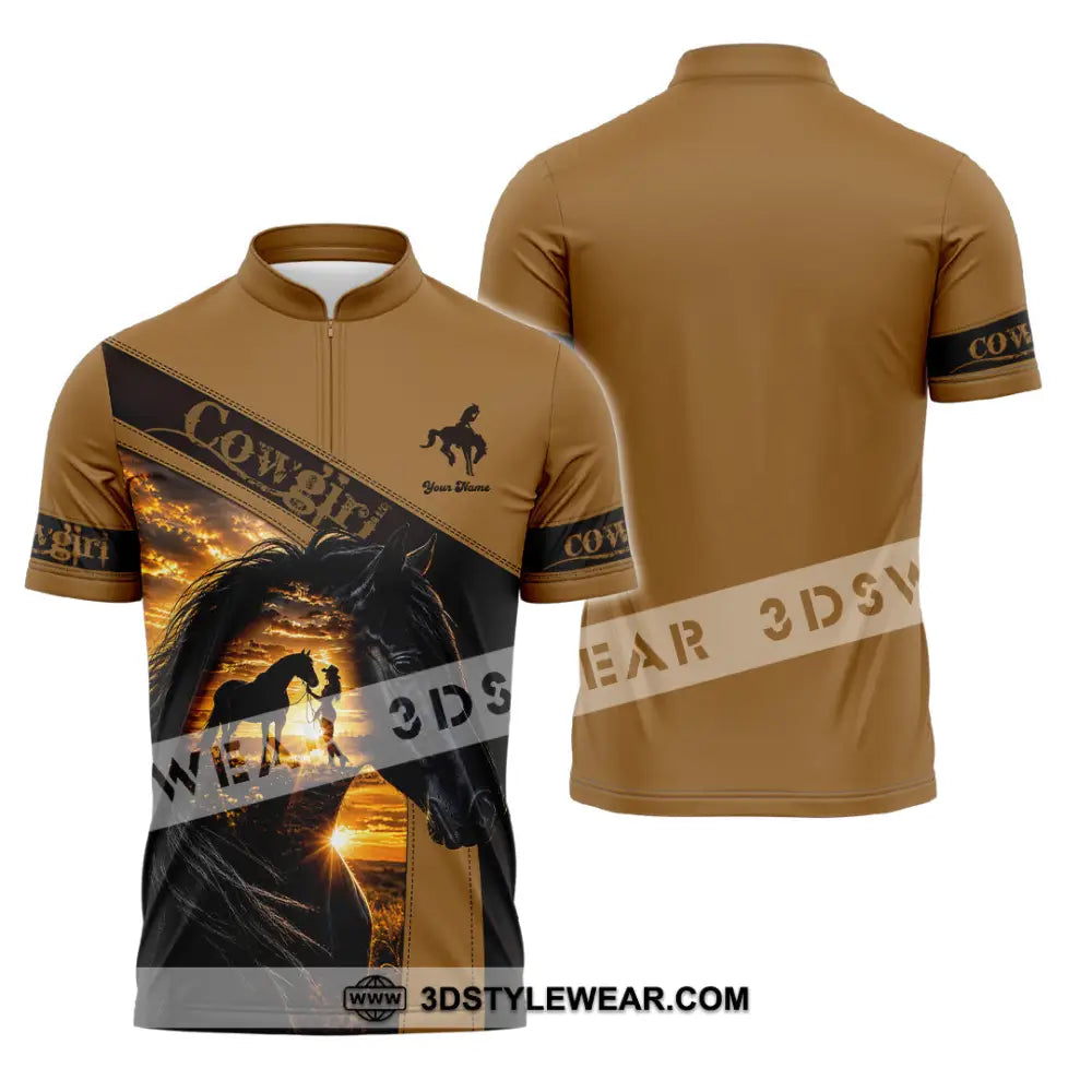 Women Shirt - Custom Cowgirl Shirt - Zipper Polo Shirt / S - T-shirt
