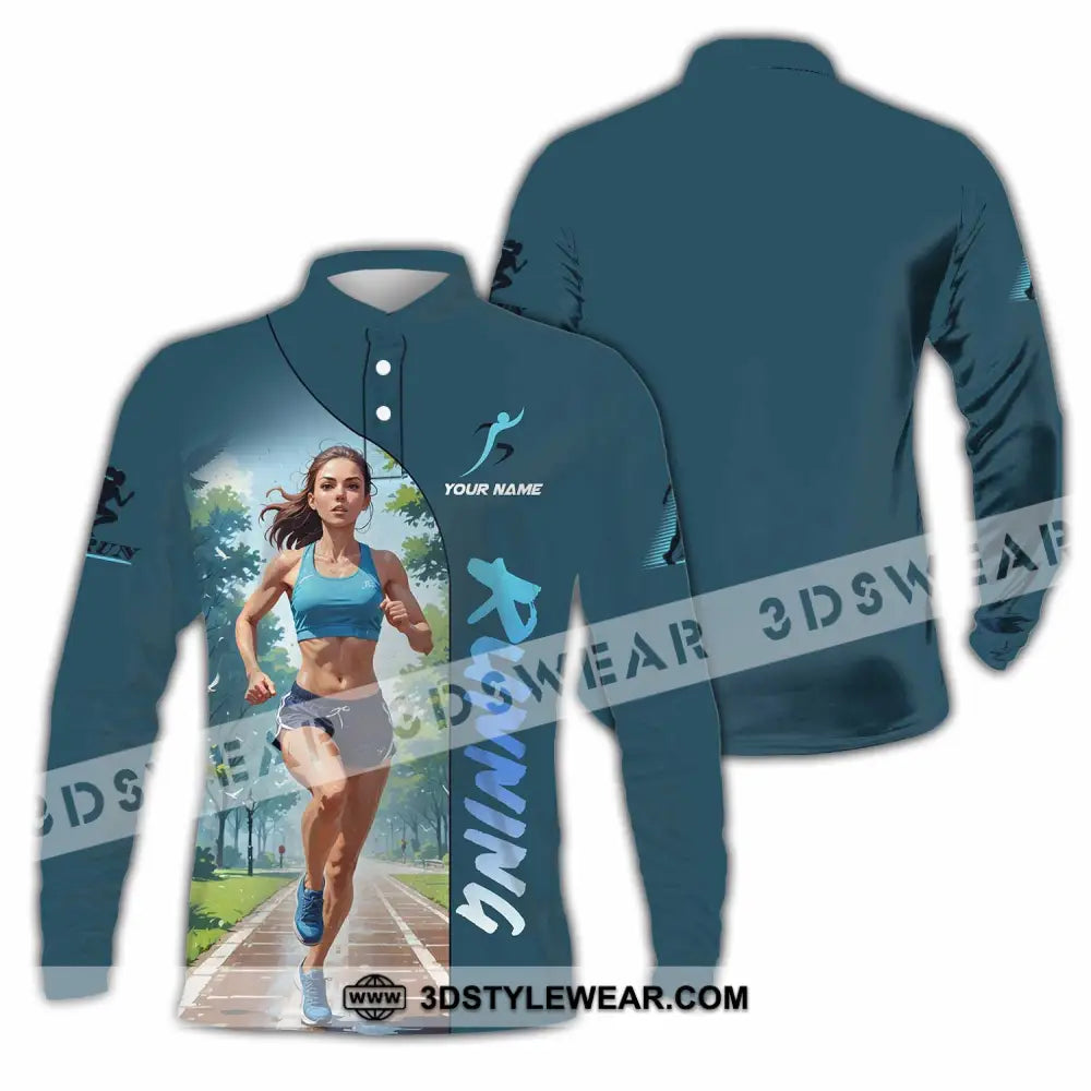 Women Shirt - Custom Running Woman Runner Sporty Shirt - Long Sleeve Polo / S - T-shirt