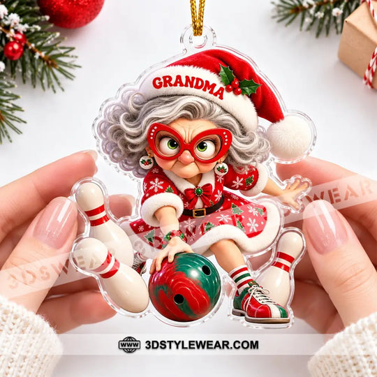 Bowling Grandma Home Decor, Christmas Ornament, Personalized Ornament style option 2