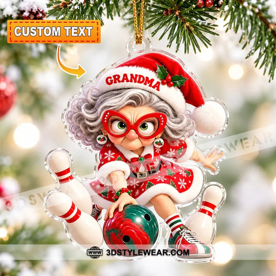 Bowling Grandma Home Decor, Christmas Ornament, Personalized Ornament style option 1
